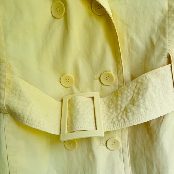 GEORGE Yellow Double-Breasted Trench Coat Belted Cotton Windbreaker Jacket L - Picture 11 of 17